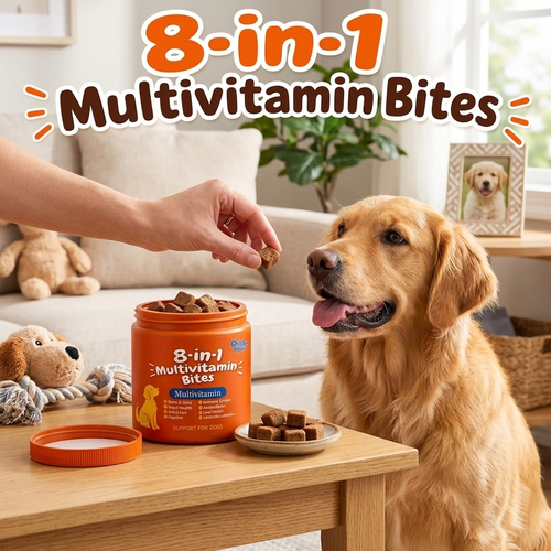 8-in-1 Multivitamin Bites for Dogs Chicken Flavor Joint Immune Skin Coat Digestive Support Daily Soft Chews
