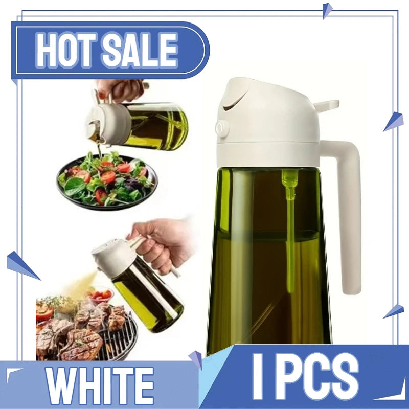 Upgraded-1PCS-white Color 2-in-1 Oil Spray Bottle Dispenser for Healthy Cooking