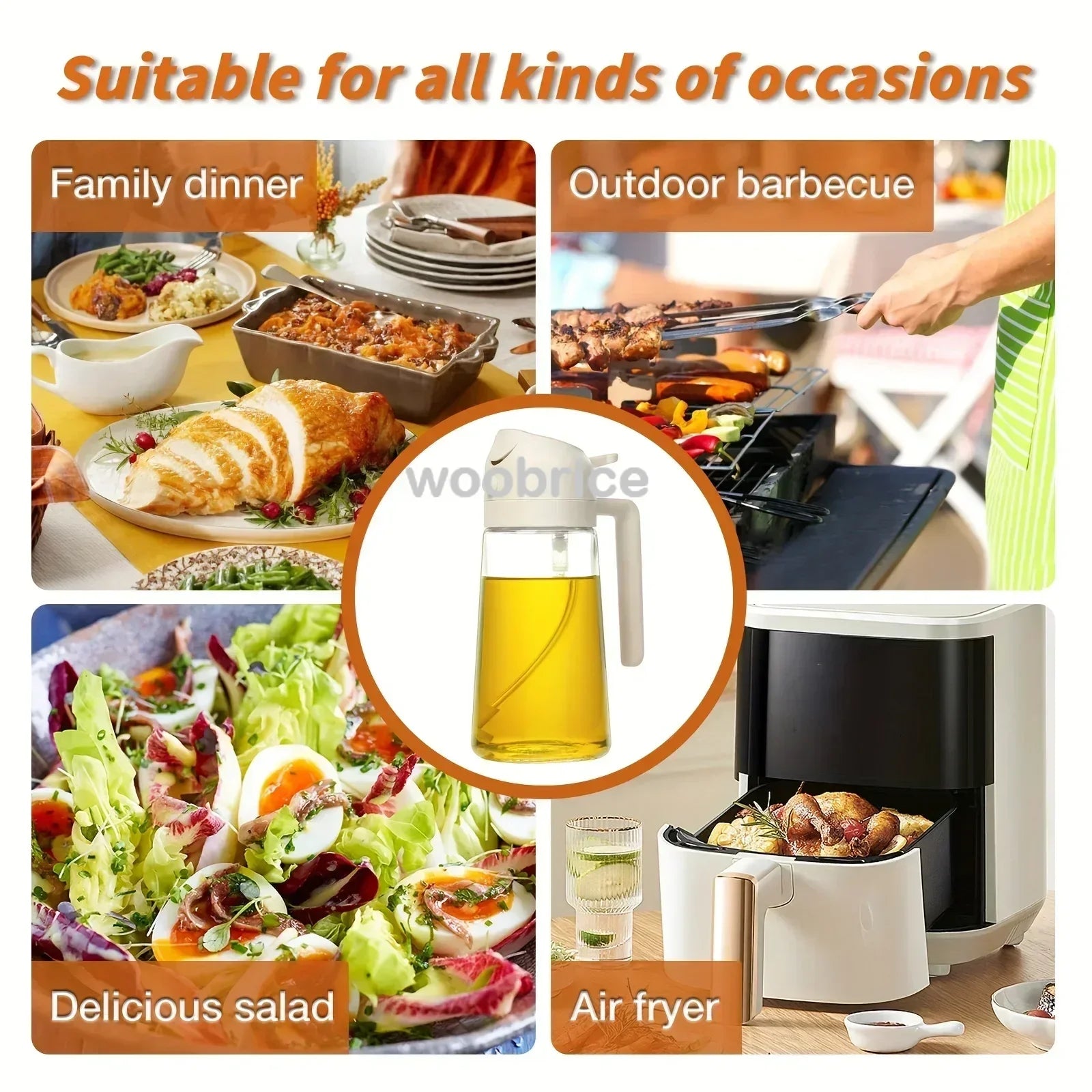 2-in-1 Oil Spray Bottle Dispenser for Healthy Cooking