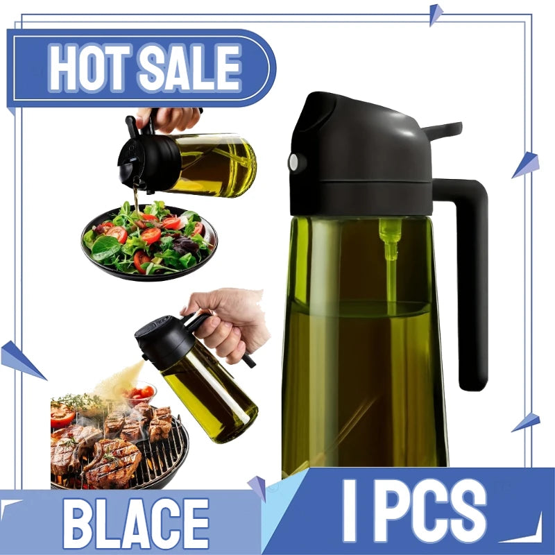 Upgraded-1PCS-black Color 2-in-1 Oil Spray Bottle Dispenser for Healthy Cooking