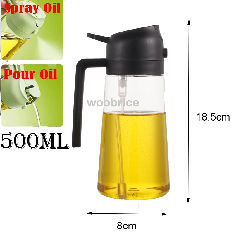 2use black 500ml Color 2-in-1 Oil Spray Bottle Dispenser for Healthy Cooking