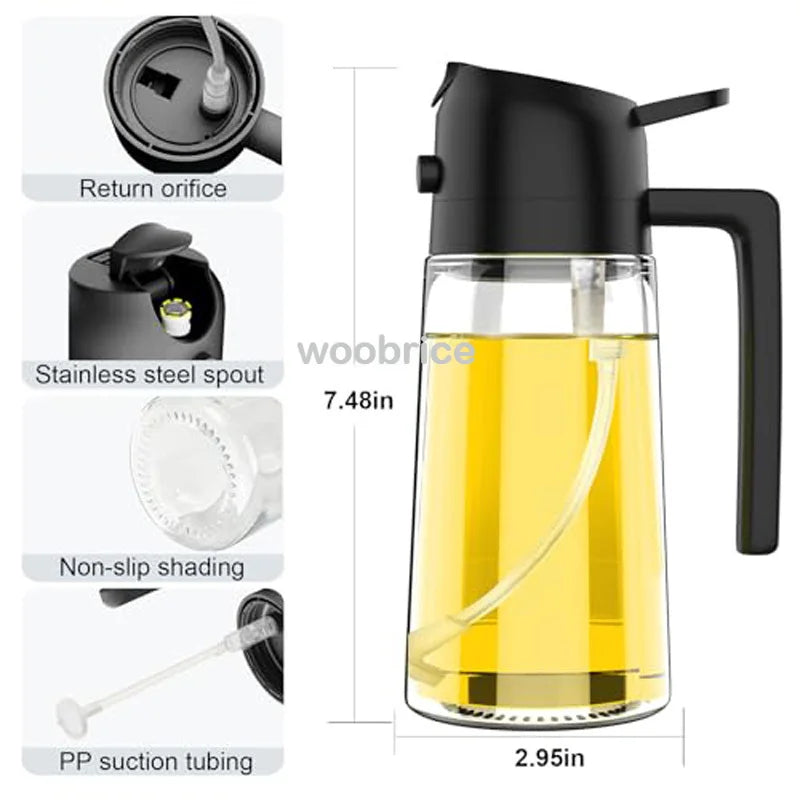 2-in-1 Oil Spray Bottle Dispenser for Healthy Cooking