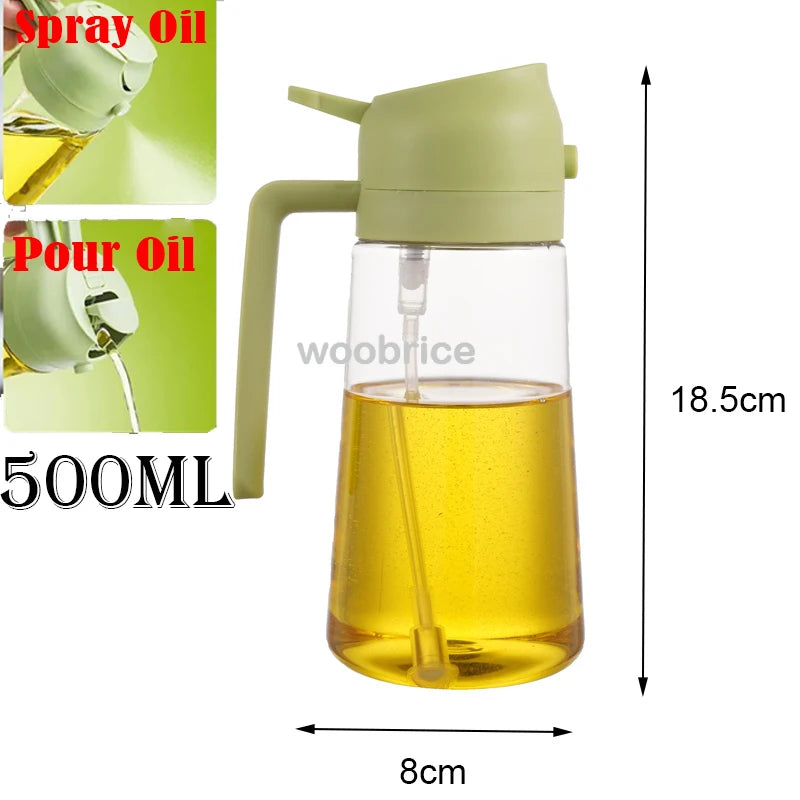 2use green 500ml Color 2-in-1 Oil Spray Bottle Dispenser for Healthy Cooking