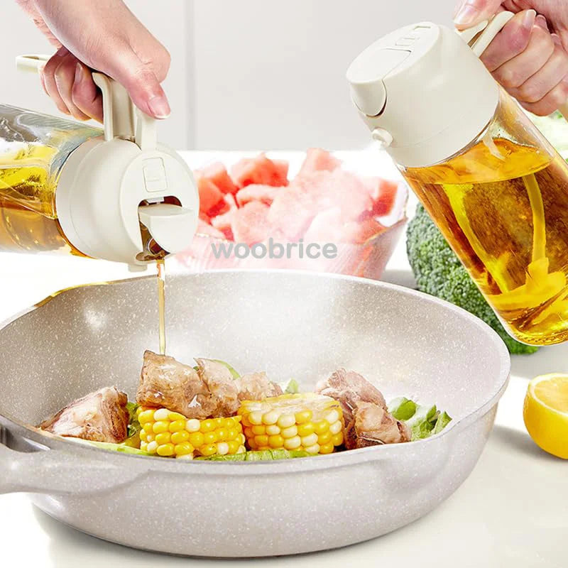 2-in-1 Oil Spray Bottle Dispenser for Healthy Cooking