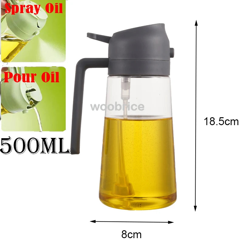 2use grey 500ml Color 2-in-1 Oil Spray Bottle Dispenser for Healthy Cooking