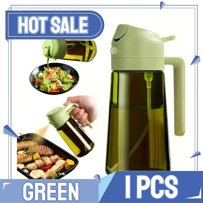 Upgraded-1PCS-green Color 2-in-1 Oil Spray Bottle Dispenser for Healthy Cooking