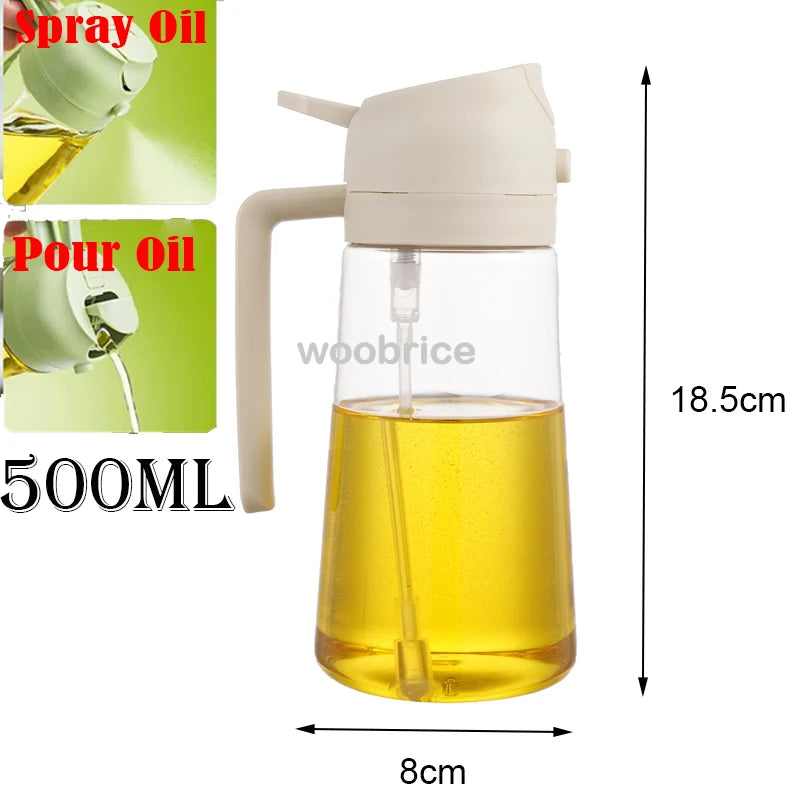 2use white 500ml Color 2-in-1 Oil Spray Bottle Dispenser for Healthy Cooking