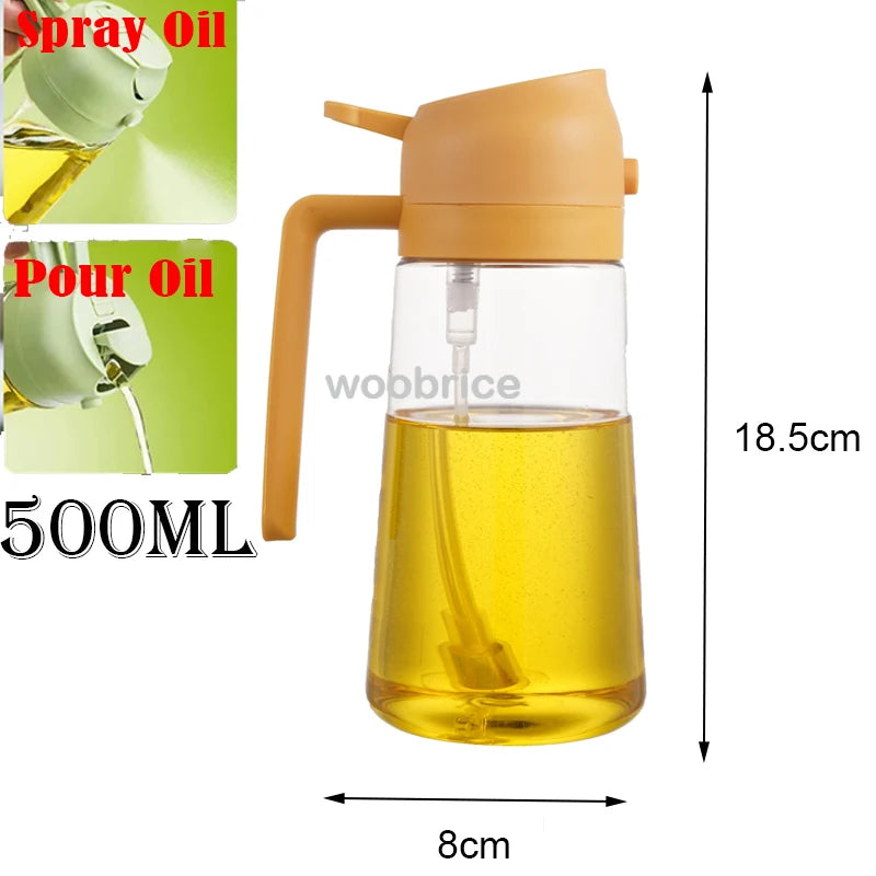 2use yellow 500ml Color 2-in-1 Oil Spray Bottle Dispenser for Healthy Cooking